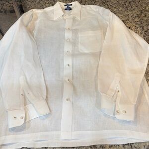 Paul Fredrick Crisp White 100% Linen Dress Shirt
